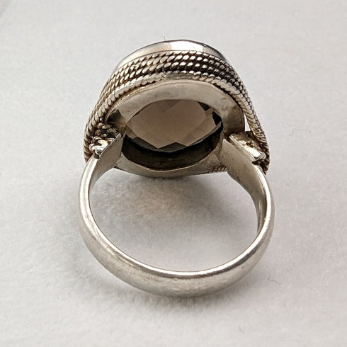 英國復古珠寶大號棕色寶石純銀戒指戒指